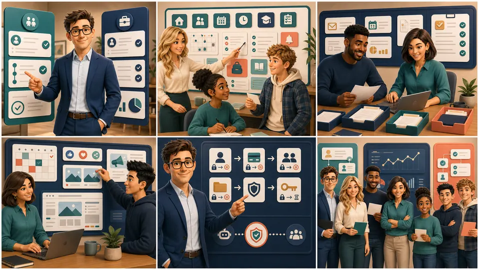 Cliff and Co assistants organising family admin, business admin, marketing, websites, approvals, and private workspace setup.